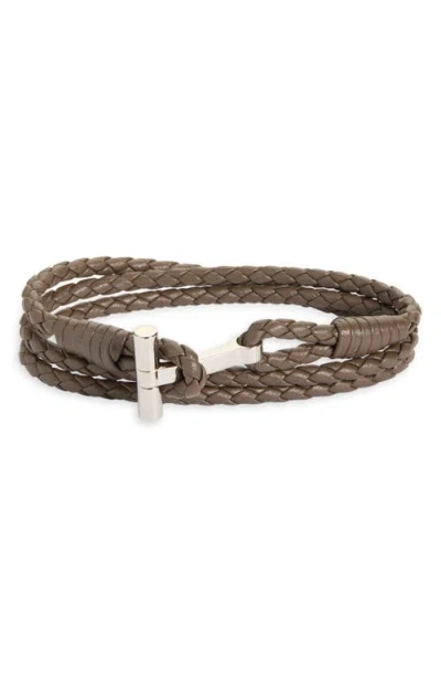 Tom Ford Braided Bracelet Adjustable Length Unisex Accessory In Brown