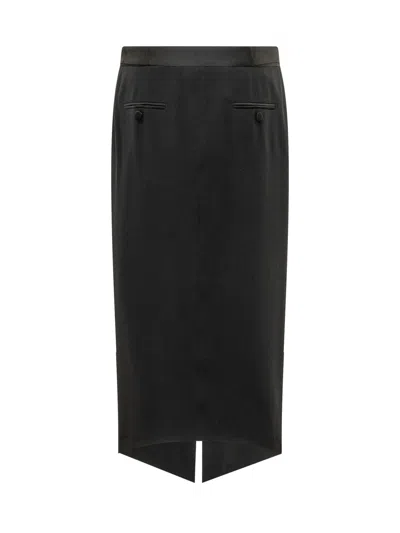 Tom Ford Sculpted Pencil Skirt With Artistic Front Detail In Black