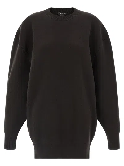 Tom Ford Sculptural Double Face Dress In Black