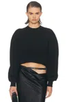 Tom Ford Sculptural Double Face Virgin Wool Blend Crop Sweater In Black