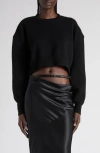 Tom Ford Sculptural Double Face Virgin Wool Blend Crop Sweater In Black