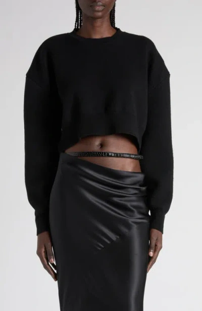 Tom Ford Sculptural Double Face Virgin Wool Blend Crop Sweater In Black