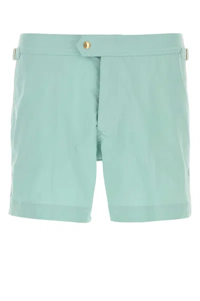 Tom Ford Sea Green Polyester Swimming Shorts In Blue