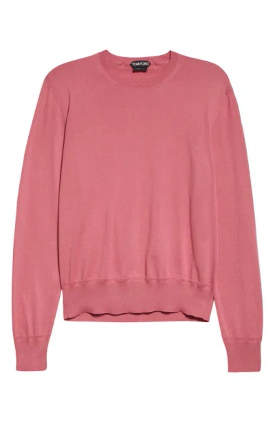 Tom Ford Sea Island Cotton Crewneck Sweater In Flamingo