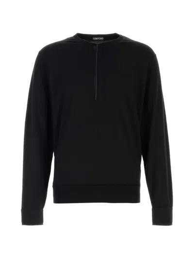 Tom Ford Wool Silk Cashmere Blend Sweater In Black