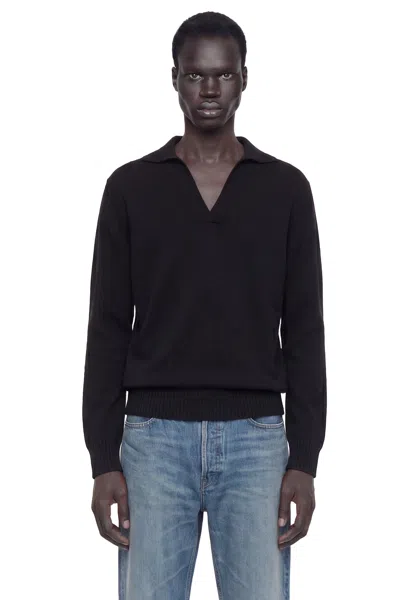 Tom Ford Seamless Cashmere Silk Knit Polo In Black
