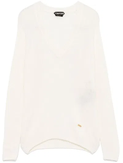 Tom Ford Seamless V-neck Sweater In Neutrals