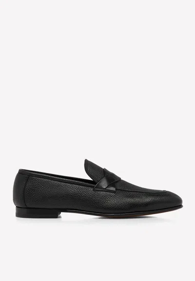 Tom Ford Sean Twisted Band Leather Loafers In Black