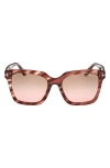 Tom Ford Selby 55mm Square Sunglasses In Red Havana/t Logo/brown