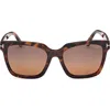 Tom Ford Haylay Acetate Rectangle Sunglasses In Vntg Dk Havana/grad Smk Brown