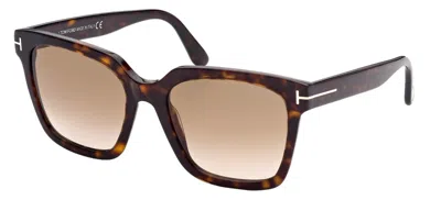 Pre-owned Tom Ford Selby Ft 0952 Dark Havana/brown Shaded (52f) Sunglasses