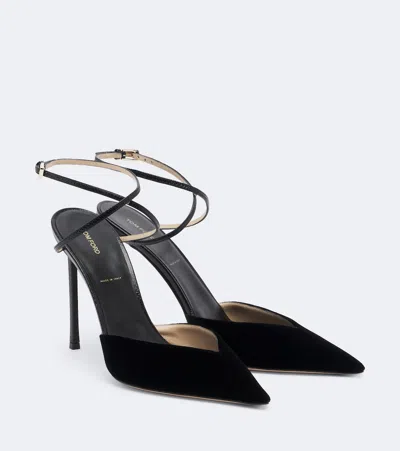 Tom Ford Selen Velvet Slingback Pumps In Black