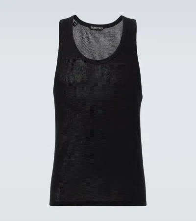 Tom Ford Semi-sheer Cotton Tank Top In Black