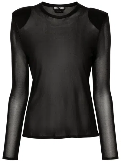 Tom Ford Semi-sheer Jersey-knit T-shirt In Black