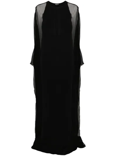 Tom Ford Semi-sheer-panelled Maxi Dress In Black