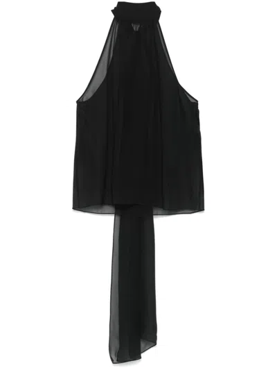 Tom Ford Semi-sheer Silk Blouse In Black