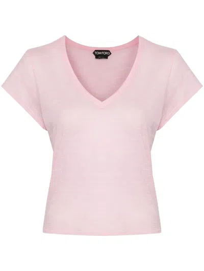 Tom Ford Semi-transparentes T-shirt In Rosa