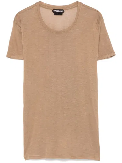 Tom Ford Semi-sheer T-shirt In Brown