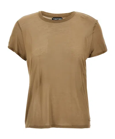 Tom Ford Semi-sheer T-shirt In Brown