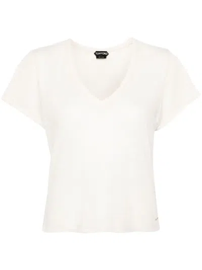 Tom Ford Semi-sheer T-shirt In Neutrals