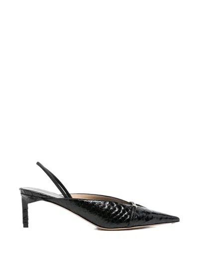 Tom Ford Semi Shiny Printed Python Bc Slingback In Black