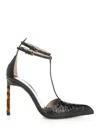 Tom Ford Textured Leather Stiletto Pumps Strap In Black
