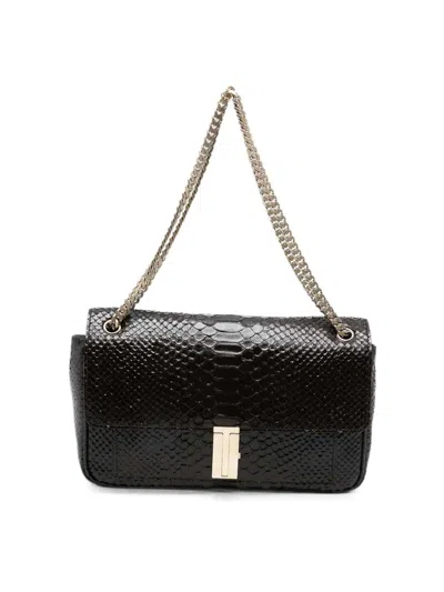 Tom Ford Semi Shiny Printed Python Chain Shoulder Bag In Brown