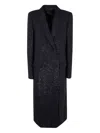 Tom Ford Sequined Wool Blend Crepe Double Breasted Coat Clothing In Blue