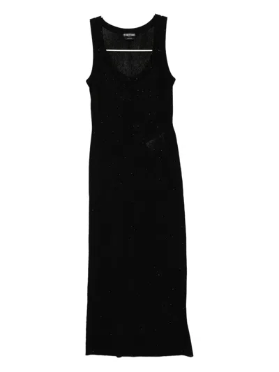 Tom Ford Sequin-embellished Ribbed Dress In Black