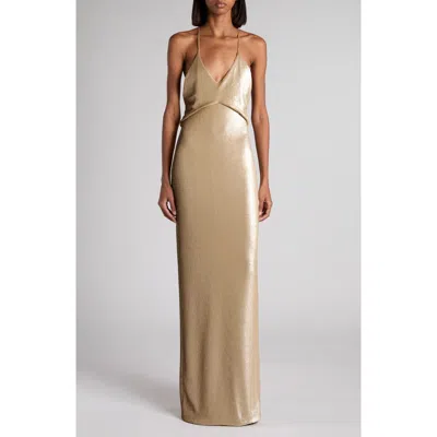 Tom Ford Sequin Embroidered Tulle Gown In Gold