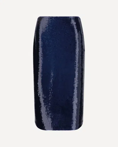 Tom Ford Sequined Tulle Midi Skirt In Blue