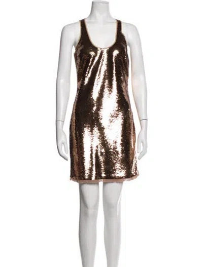 Pre-owned Tom Ford Sequin Mini Dress In Gold