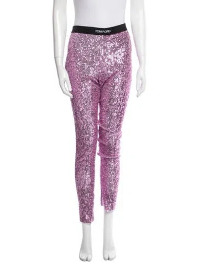 Pre-owned Tom Ford Sequin Skinny Leg Pants In Purple