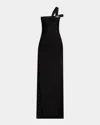 Tom Ford Sequin Twisted One-shoulder Jersey Slit Gown In Black