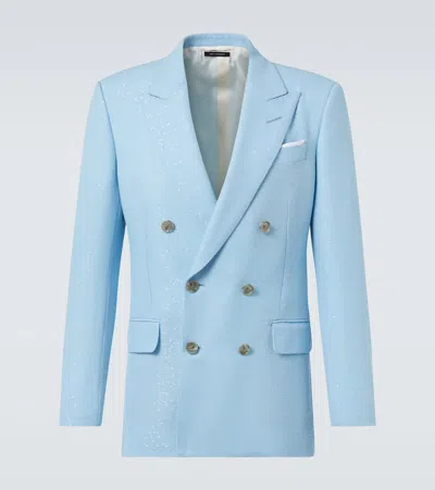 Tom Ford Sequined Double-breasted Cotton Blazer In Multi