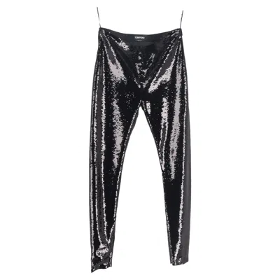 Tom Ford Sequined Leggings In Black Polyamide In Animal Print