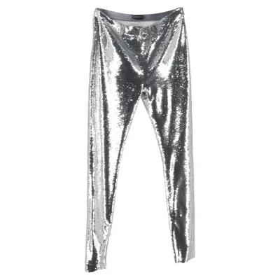 Tom Ford Sequined Leggings In Silver Polyamide