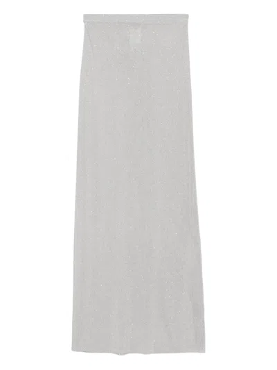 Tom Ford Sequined Long Skirt In Light Grey