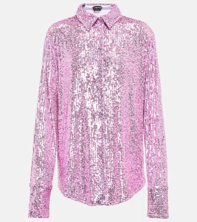 Tom Ford Sequined Shirt In Lilac