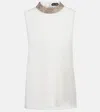 Tom Ford Sequined Silk Satin Top In White
