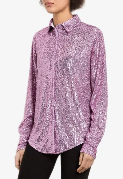 Tom Ford Sequined Silk Shirt In Violet