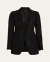 Tom Ford Single-breasted Wool Blend Crepe Jacket With Sequins In Black