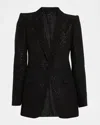 Tom Ford Single-breasted Wool Blend Crepe Jacket With Sequins In Black
