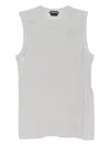 Tom Ford Sequined Crew Neck Sleeveless Ribbed Top In Silver