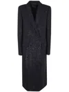 Tom Ford Sequined Wool Blend Crepe Double Breasted Coat Clothing In Black