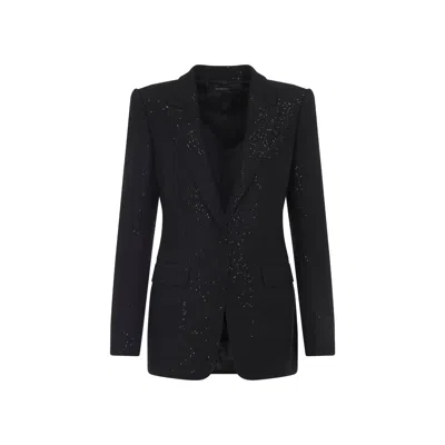 Tom Ford Sequined Wool Blend Crepe Single Breasted Jacket In Black