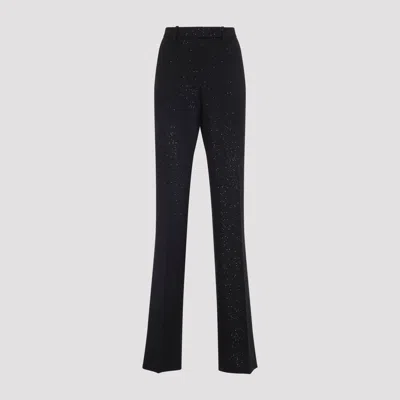 Tom Ford Sequined Wool Blend Crepe Tailored Straight Pants In Black