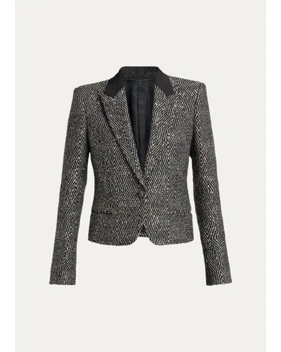 Tom Ford Sequined Wool Tweed Crop Single-breasted Boyfriend Jacket In Multi
