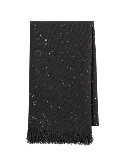 Tom Ford Sequin-embellished Fringed Scarf In Black
