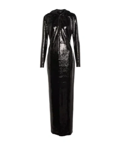 Tom Ford Sequin-embellished Hooded Gown In Black